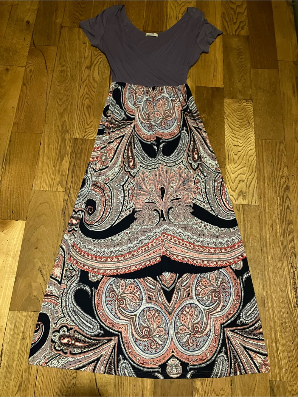 Gilli Dress Paisley Purple Medium M RN151171 Women's Used Maxi Long Made in USA